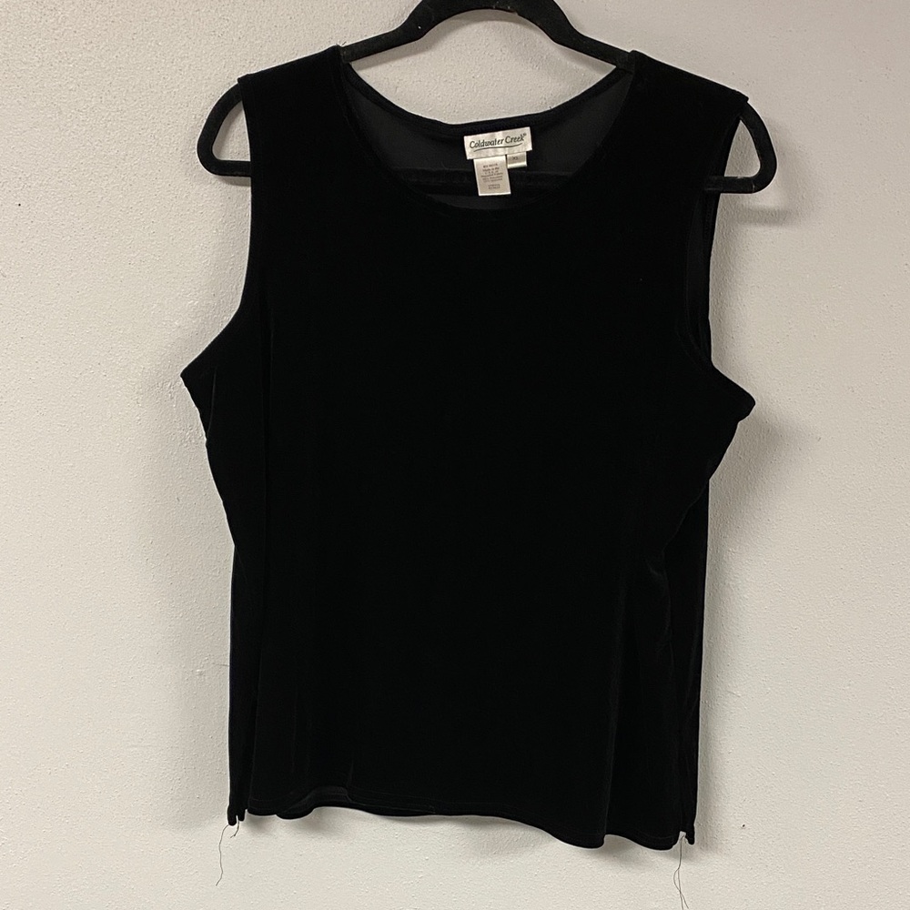 Coldwater Creek Black Velvet Sleeveless Tank Top